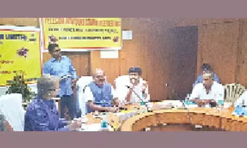 Tirupati MP Dr M Gurumoorthy and Chittoor MP N Reddeppa at the Telecom advisory committee meeting in Tirupati on Friday