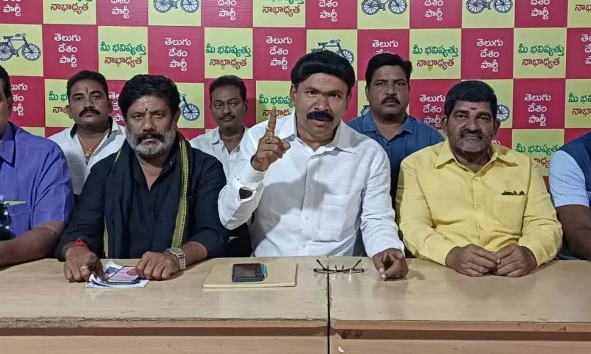 TDP NTR district BC Cell president Kaku Mallikharjun Yadav addressing the media in Vijayawada on Sunday