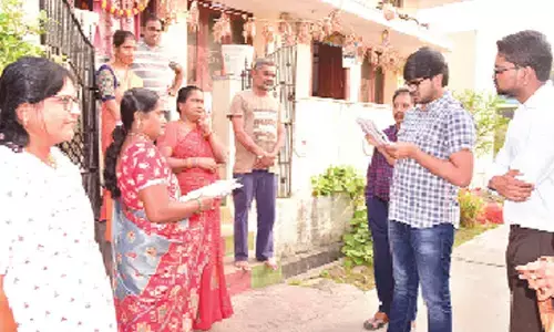 District Collector VP Gautham inspecting the new voters enrolment programme in Khammam town on Sunday