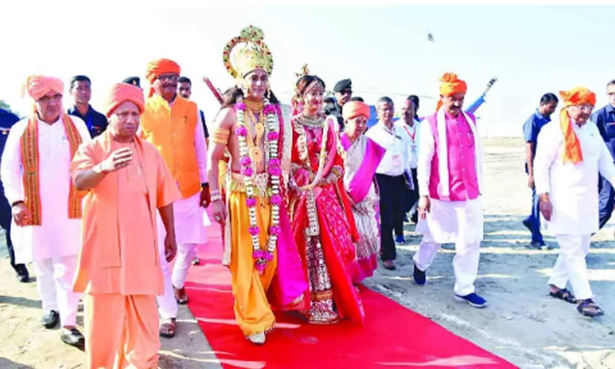 Scene of Rams return to Ayodhya on Pushpak Viman recreated