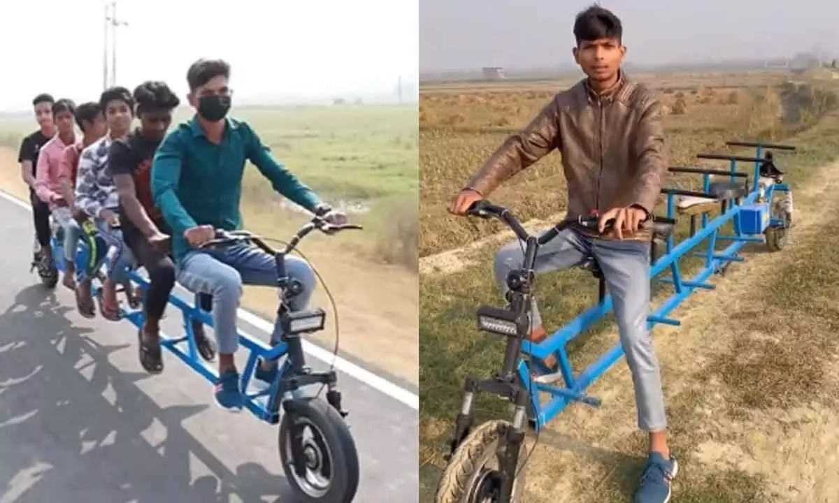 Youth makes 6-seater electric bicycle