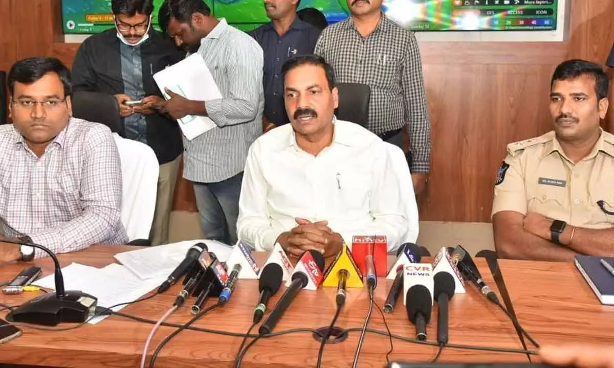 Agriculture Minister K Govardhan Reddy addressing the media at  the collectorate on Friday