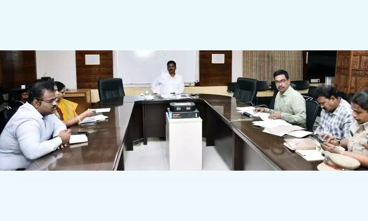 NTR district Collector S Dilli Rao conducting a review meeting in Vijayawada on Friday