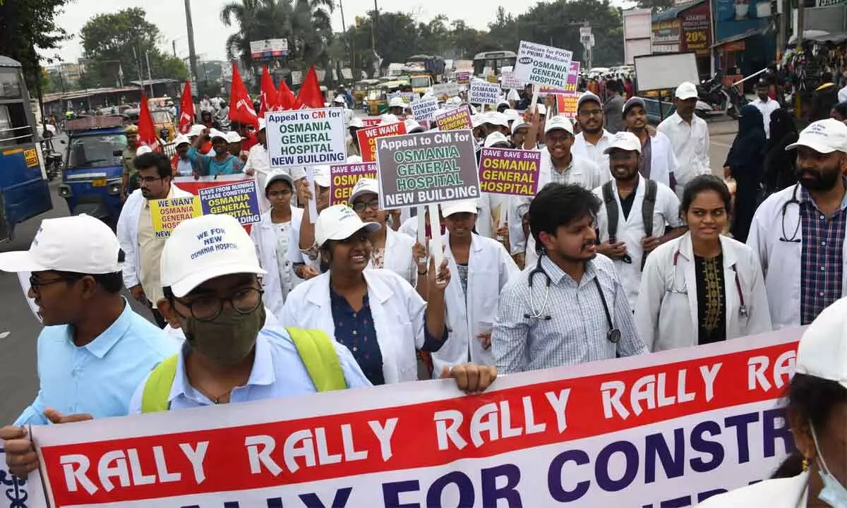 Osmania General Hospital doctors hit the streets for new hospital building