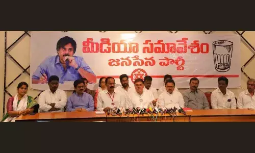 Chairman of the PAC, Jana Sena Party, Nadendla Manohar addressing the media in Visakhapatnam on Friday