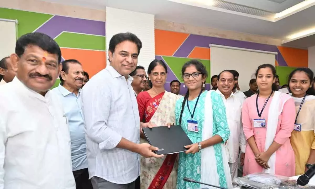 KTR presents laptops, uniforms to Basara students