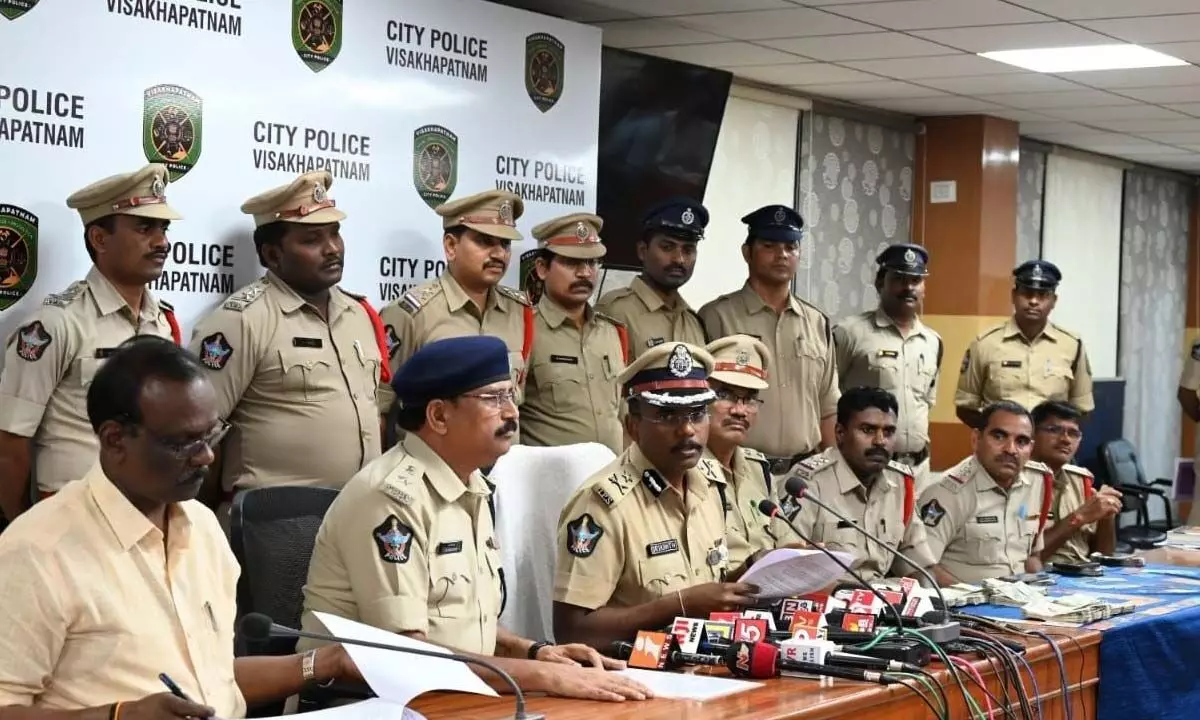 Police Commissioner Ch Srikanth briefing the media in Visakhapatnam on Tuesday
