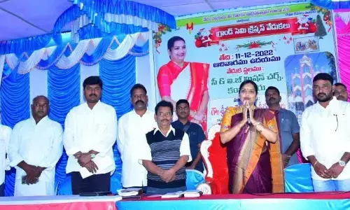 Minister Ushasri Charan participating in semi Christmas celebrations at C G Church