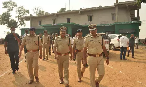 DGP M Mahender Reddy addressing the officials at the review meeting in Kothagudem on Thursday