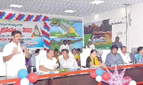 MA&UD Minister Dr Audimulapu Suresh speaking at the semi-Christmas High Tea programme held at the Collectorate in Ongole on Monday