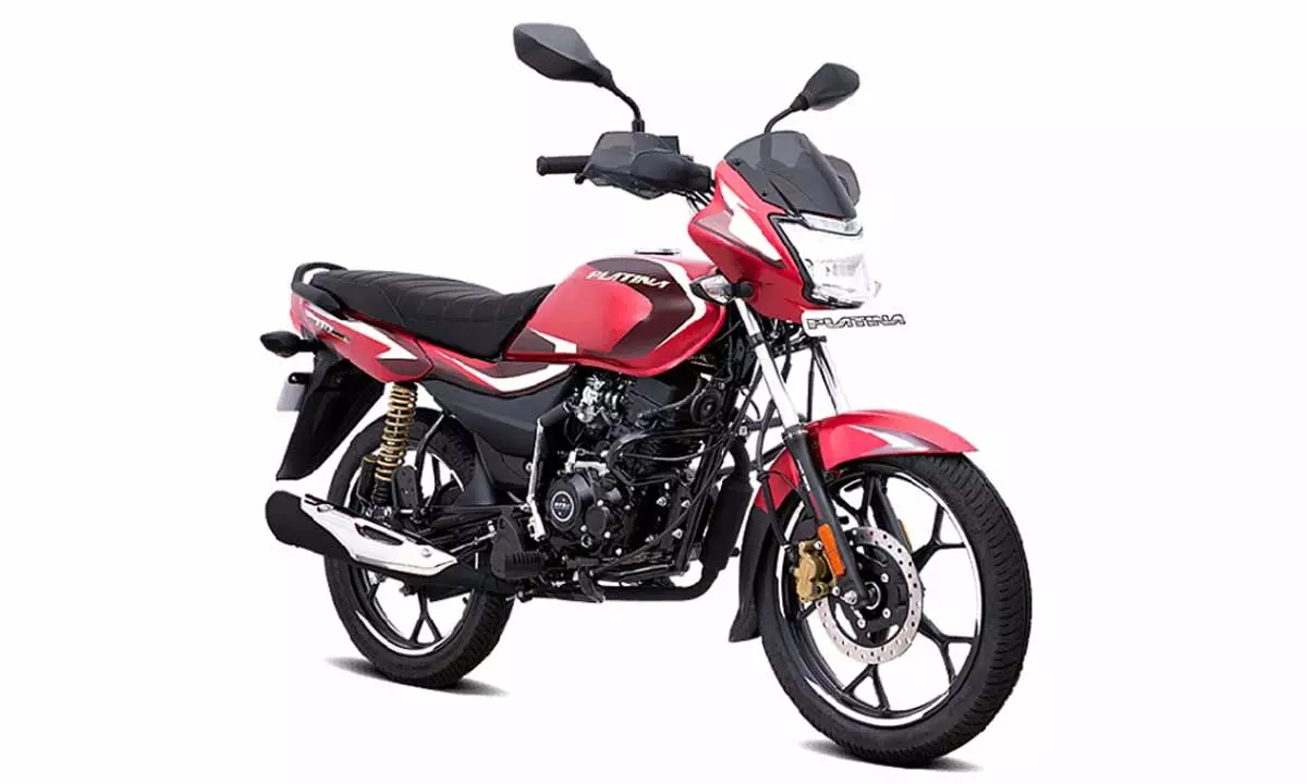 Bajaj is offering the 2023 Platina 110 ABS in four color options, namely Ebony Black, Gloss Pewter Grey, Cocktail wine Red and Saffire Blue.