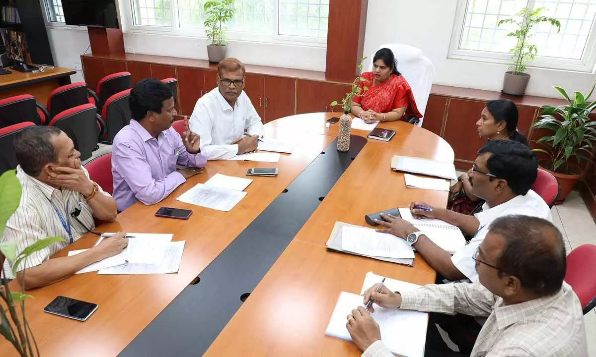 TTD JEO Sada Bhargavi holding a meeting on promotion of Panchagavya products in Tirupati on Tuesday