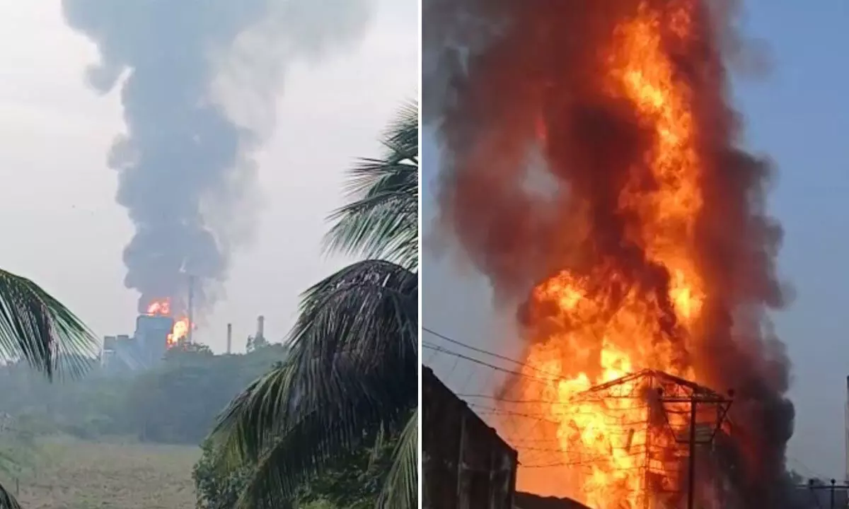 Fire that broke out at a chemical factory at Pentapadu village of Prattipadu mandal in West Godavari district on Wednesday