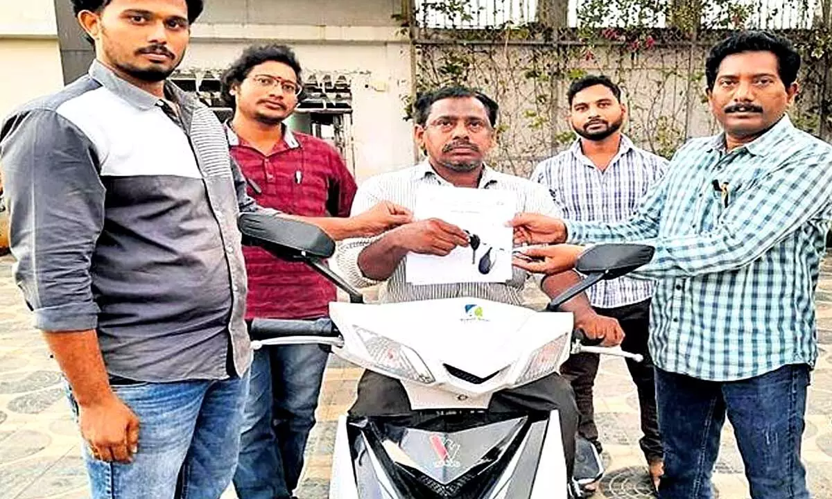 AP CM fufills his promise given to disabled, grants three-wheeler electric vehicle