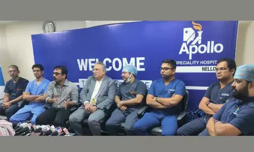 Apollo Specialty Hospital doctors addressing the media in Nellore on Friday