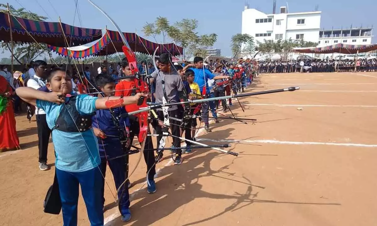 Peddapalli: State-level archery competition held at Alphores e-Techno school