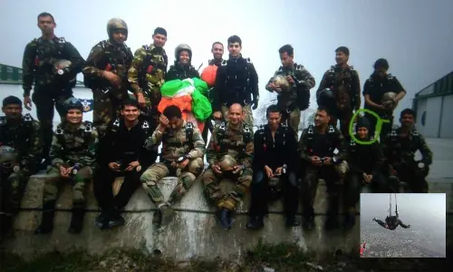 Blue skies of a sky diver