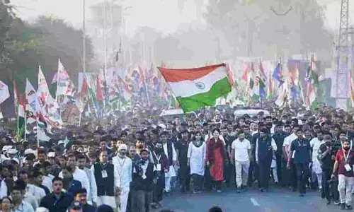 Blind students join Bharat Jodo Yata to raise voice against unemployment