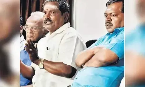 BAPASI joint secretary, S  Subramanian, secretary, SK Murugan, and president,  S Vairavan, at the press meet