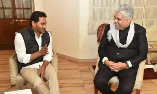 Chief Minister Y S Jagan Mohan Reddy meets Union minister for environment, forests and climate change Bhupendra Yadav in New Delhi on Wednesday