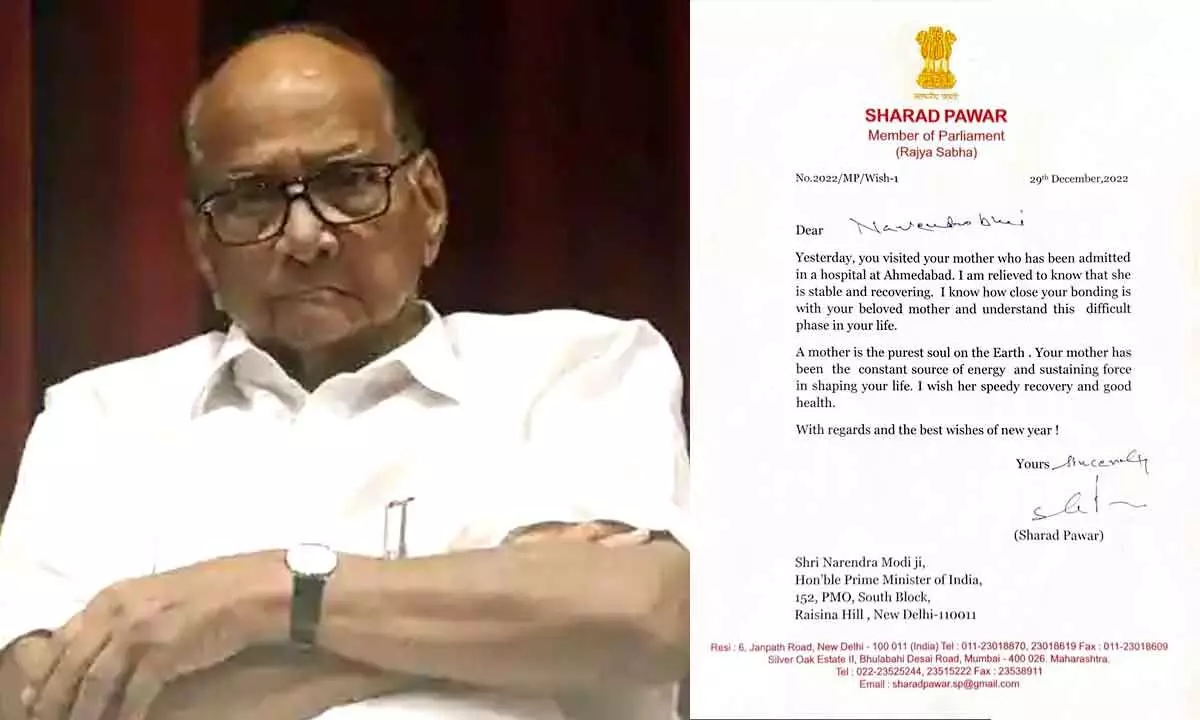 Sharad Pawar writes to PM Modi, enquires after his Moms wellbeing