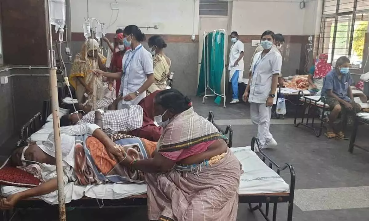 Agriculture workers undergoing treatment at GGH in Guntur on Thursday