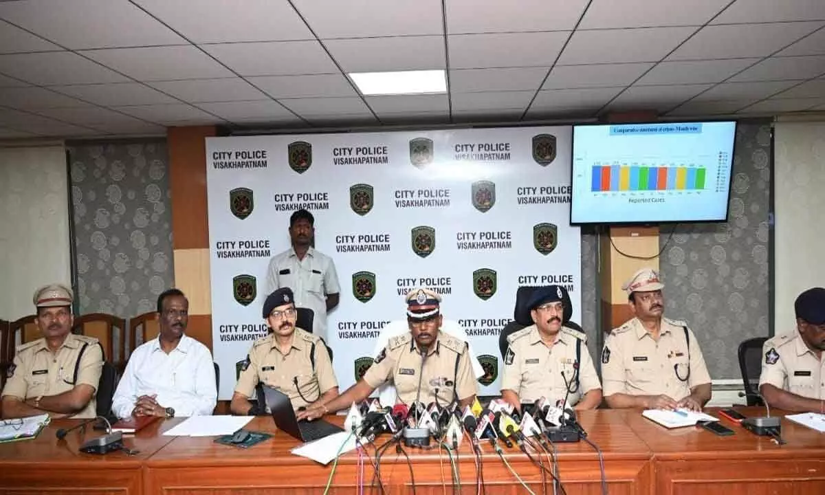 City Police Commissioner Ch Srikanth briefing the media in Visakhapatnam on Thursday