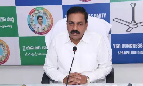 Agriculture Minister  K Govardhan Reddy addressing the media in Nellore on Thursday