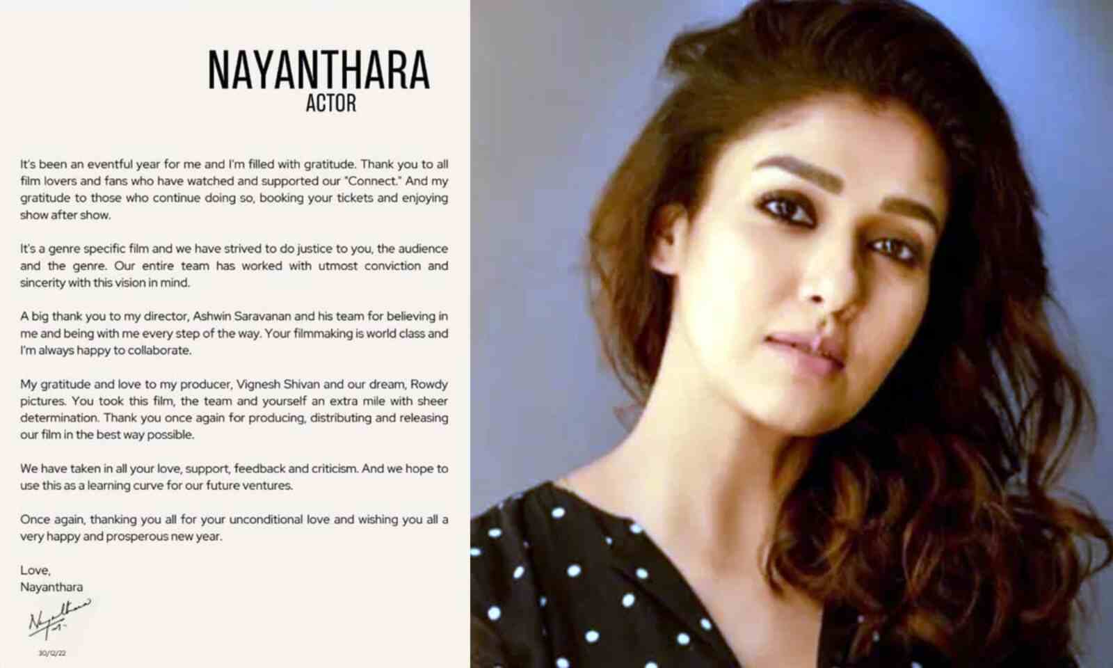 Connect Released In Hindi And Thus Nayanthara Pens A Heartfelt 'Thank You'  Note