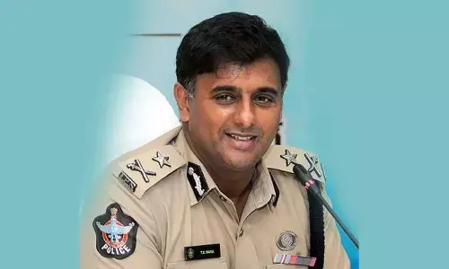 Commissioner of Police Kanthi Rana Tata addressing a press conference at his office in Vijayawada on Friday