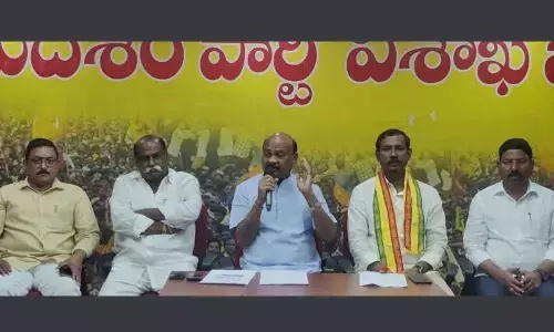 TDP former minister Ch Ayyanna Patrudu speaking to the media in Visakhapatnam on Friday