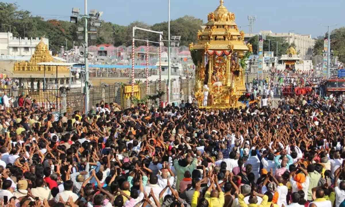 Tirumala deity rides on Golden Chariot as part of Vaikuntha Ekadashi