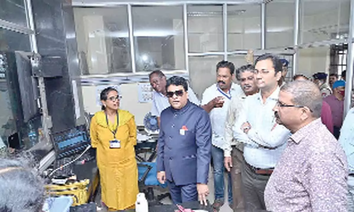 Divisional Railway Manager, Waltair Division Anup Satpathy inspecting Visakhapatnam railway station on Monday