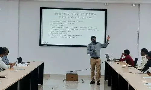 BIS Joint Director K Rajasekhar speaking at an awareness conference held at the Collectorate in Paderu on Monday