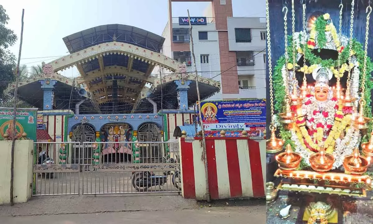 A view of Ayyappa Swamy Temple located at Sheelanagar in Visakhapatnam; Lord Ayyappa deity decked up in chandana alankarana