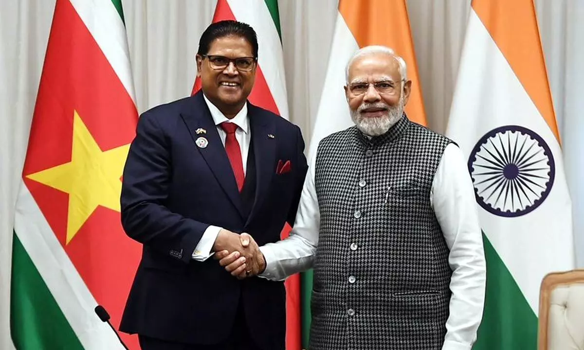 Prime Minister Narendra Modi met Suriname President Chandrikapersad Santokhi