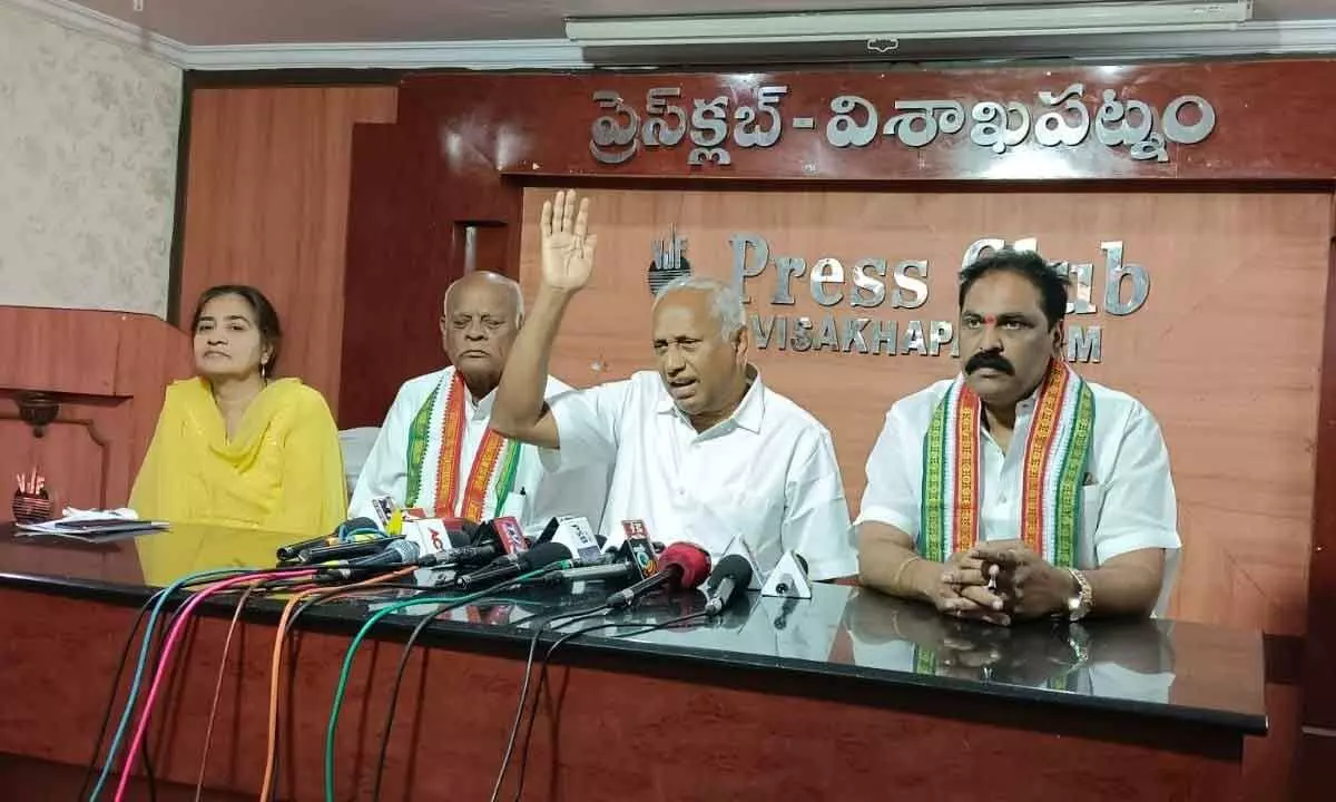 Former Union minister Chinta Mohan speaking to the media in Visakhapatnam on Monday