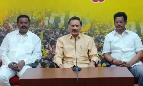 Senior TDP leader Bandaru Satyanarayana Murthy speaking to the media in Visakhapatnam on Monday