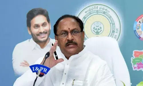 Minister for Endowments Kottu Satyanarayana addressing a conference at the Secretariat on Tuesday