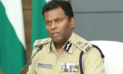 Additional DG Ravi Shankar Ayyanar speaking to media at state police headquarters in Mangalagiri on Tuesday