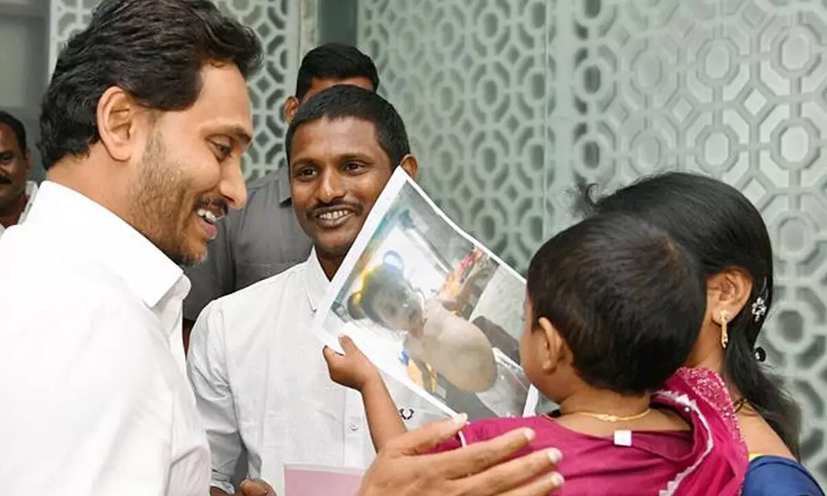 Parents of a two-year-old Honey meets YS Jagan, thanks govt. over the assistance