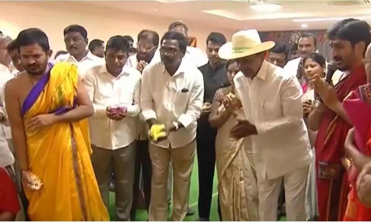 CM KCR launched New Integrated district offices complex at Kothagudem