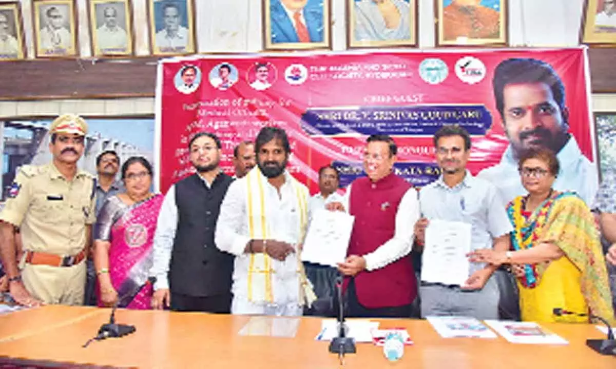 Minister Srinvias Goud and members of Thalassaemia Sickle cell society during a training programme in Mahabubangar district at ZP Meeting hall on Friday