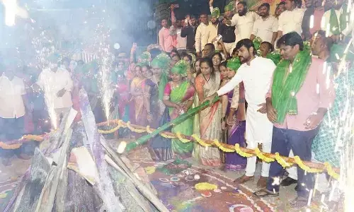 Bhogi celebrations under the auspices of Bharat Jagruti were led by MLC Kalvakuntla Kavitha   held at KBR Park on Saturday