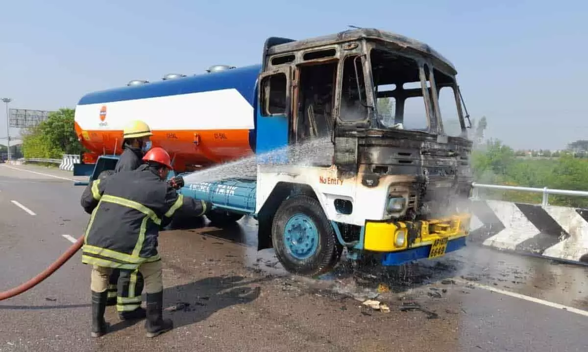 Hyderabad: Biodiesel truck catches fire, no casualties reported