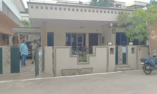 The house, which was burgled on Monday night on Tilak Road, Rajahmundry