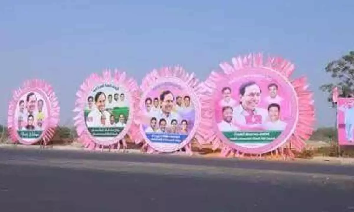 Khammam turns pink ahead of BRS public meet