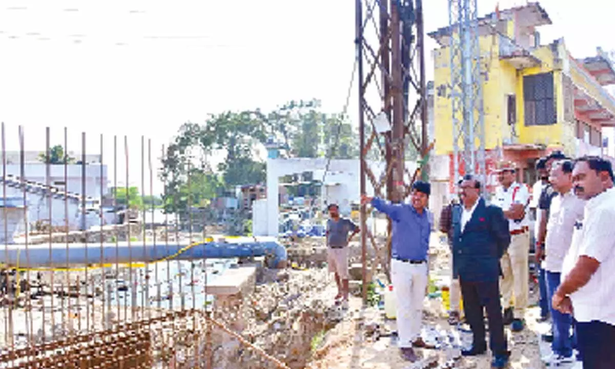 Collector S Venkat Rao inspecting the Rahnumia bridge in  Mahbubnagar on Thursday