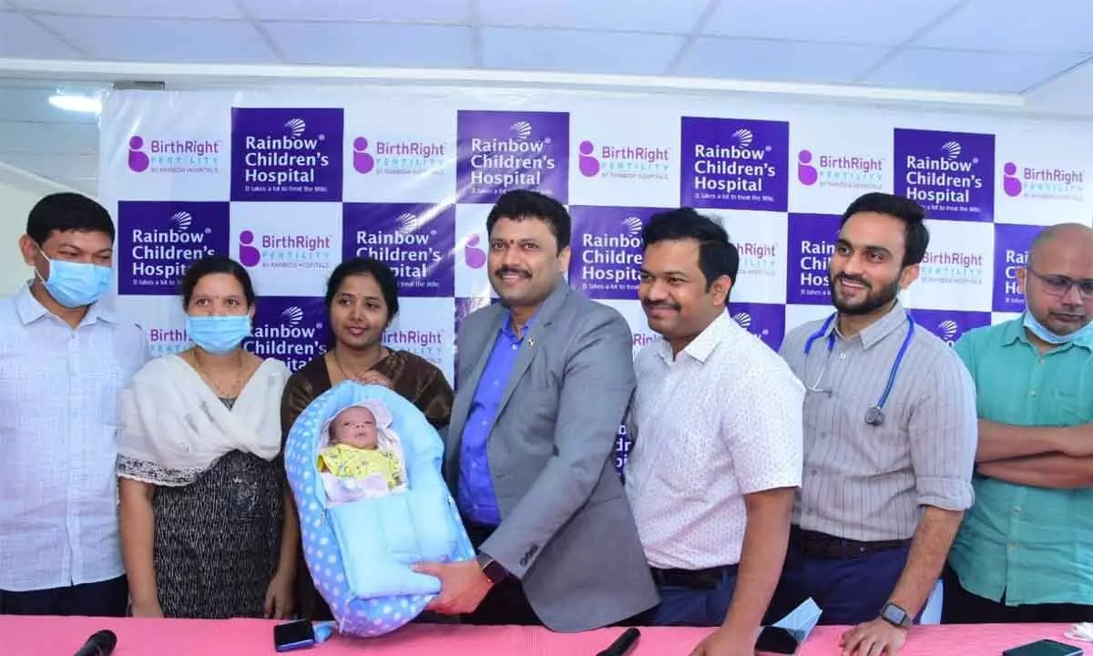 Rainbow Children’s Hospital doctors with the baby in Vijayawada