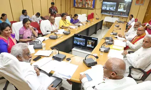 TTD Chairman Y V Subba Reddy speaking at the Hindu Dharma Prachara Parishad (HDPP) executive committee meeting in Tirupati on Friday